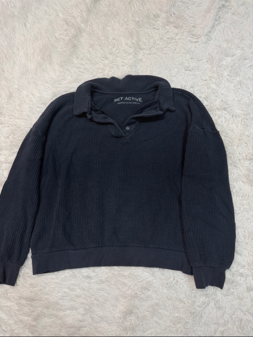 Set active navy waffle sweater size M